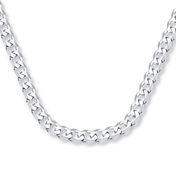 Stylish yet casual, this 20-inch curb chain for him lends a finishing touch to any outfit. Crafted of 14K white gold, the necklace secures with a lobster clasp. Male Accessories, Jewelry Beauty, Diamond Chain Necklace, Jewelry Education, Jewelry Advice, Mens Gold Jewelry, Curb Chain Necklace, Jared The Galleria Of Jewelry, Gold Chains For Men