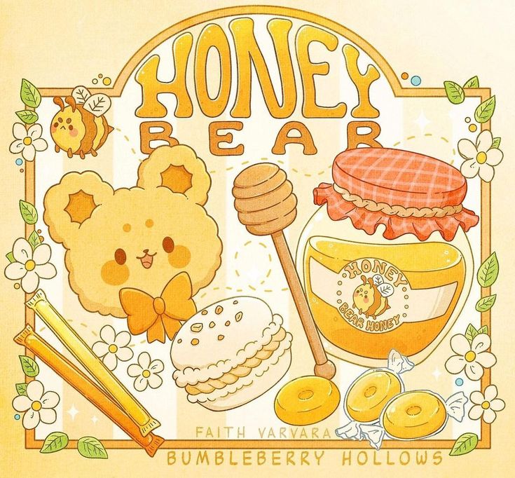 an illustration of honey bear and bumbleberry hollows