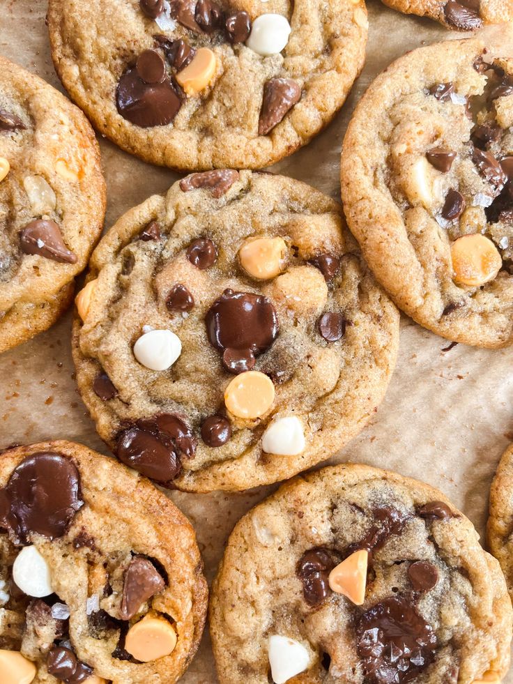 chocolate chip cookies with marshmallows on top