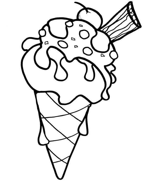 Ice Cream In Wafer Printable Coloring Page | Ice cream coloring pages ...