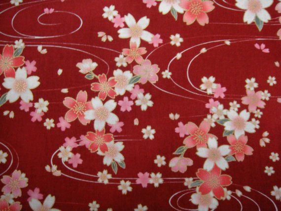 Beautiful Dark Red Traditional Japanese Kimono Design Cotton Fabric - Pink And White Japanese Sakura Cherry Blossom Flowers. $3.95, via Etsy. Japanese Kimono Design, Sakura Japanese, Cherry Blossom Theme, Chinese Fabric, Cherry Blossom Japan, Traditional Japanese Kimono, Japanese Sakura, Cherry Blossom Wedding, Kimono Design