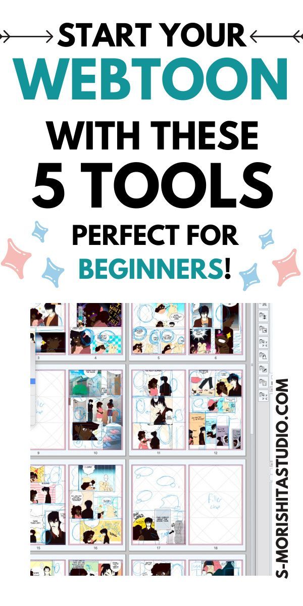 a poster with the words start your webtoon with these 5 tools for beginners