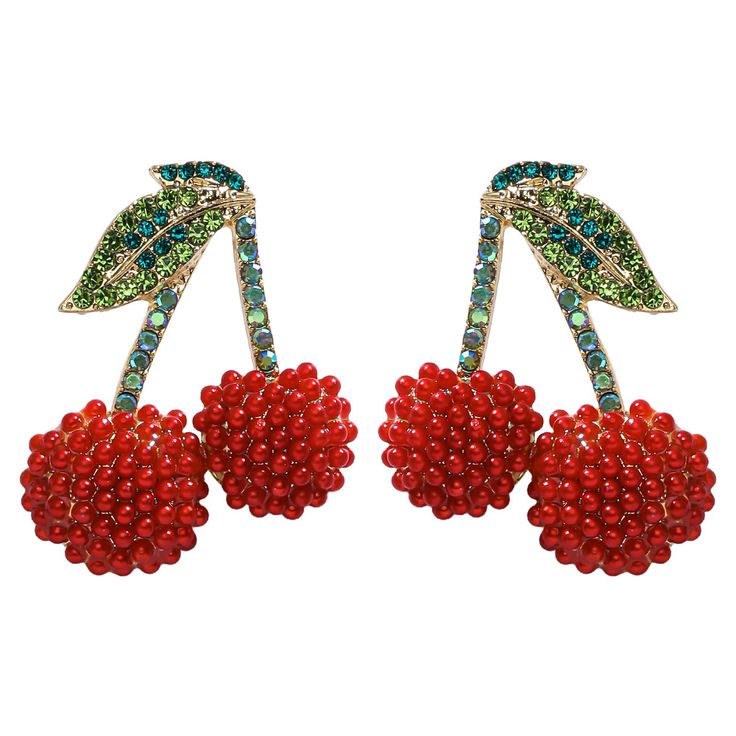 PRICES MAY VARY. Charming Cherry Earring Design: These cherry earrings feature vibrant red beads that perfectly mimic the look of juicy cherries, adding a playful and whimsical touch to any outfit. High-Quality Fruit Earrings for Women: Crafted with premium, hypoallergenic materials, these fruit earrings for women are safe for sensitive skin and ensure long-lasting wear without irritation. Lightweight Red Earrings Comfort: Despite their eye-catching design, these red earrings are incredibly ligh Cherry Party Jewelry For Pierced Ears, Cherry Colored Jewelry For Valentine's Day Party, Cherry-colored Jewelry For Valentine's Day Party, Cherry Color Jewelry For Valentine's Day Party, Cherry Jewelry For Valentine's Day Party, Cherry Color Dangle Earrings For Party, Cherry Dangle Earrings For Party, Red Dangle Beaded Earrings For Party, Red Dangle Beaded Earrings For Summer