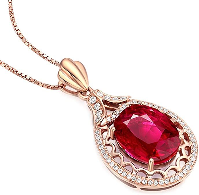 Luxury Red Oval Necklaces, Ruby Oval Pendant Necklace For Gift, Elegant Ruby Necklace With Oval Pendant, Rose Gold Jewelry Necklace, Ruby Oval Pendant Necklace In Yellow Gold, Luxury Ruby Oval Pendant Jewelry, Amazon Jewelry, Red Tourmaline, Oval Necklace