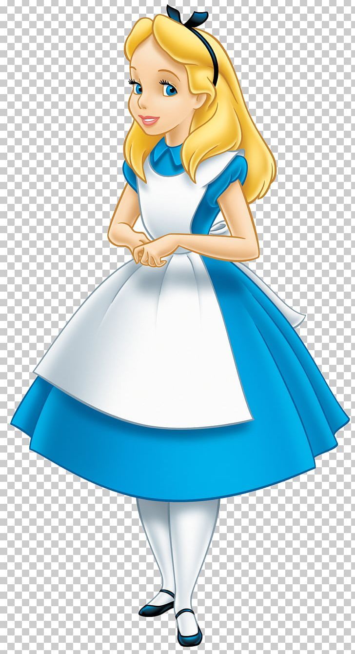 an image of alice from the disney movie, with blue and white dress on transparent background