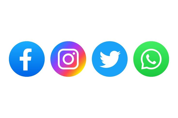 four different colored social icons in circles