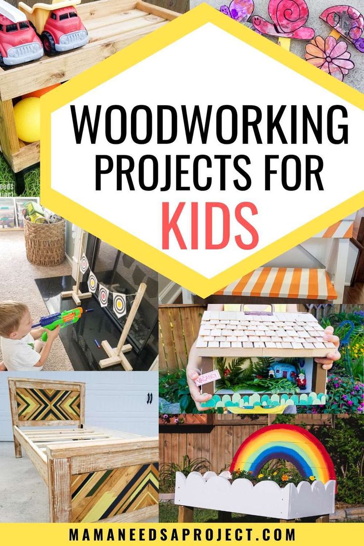 woodworking projects for kids with text overlay