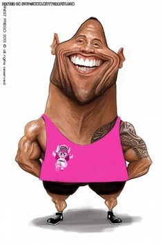 a caricature of a smiling man in pink shirt