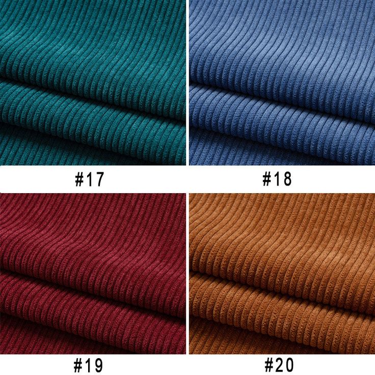 four colors of rib knit fabric, each with different sizes and colors on the sides