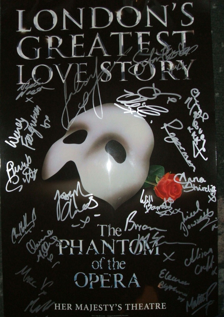 the london's greatest love story poster with autographed characters and their names