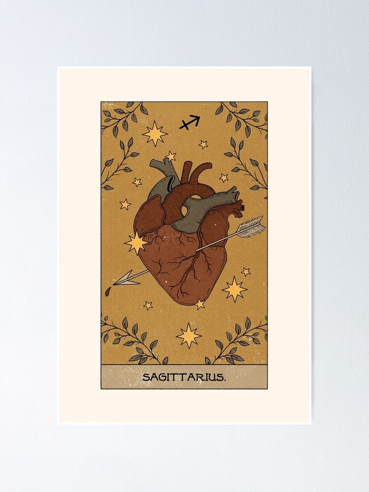 a heart with an arrow and stars in the background poster