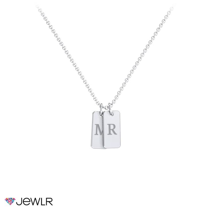 This necklace is the perfect gift for any occasion! Celebrate loved ones by selecting 1-5 engravable tags. Personalize with an initial on each tag for a sentimental touch. Customize in your choice of sterling silver or gold. This necklace comes with a cable chain in sterling silver, and a dainty rope chain in white, yellow, or rose gold. In gold, you can upgrade to our diamond cut cable chain for a thicker look and more sparkle. Elegant Sterling Silver Nameplate Initial Necklace, Classic Monogram Sterling Silver Charm Necklace, Classic Sterling Silver Monogram Charm Necklace, Minimalist Silver Tarnish-resistant Name Necklace, Elegant Personalized Dog Tag Charm Necklaces, Minimalist Silver Tarnish Resistant Name Necklace, Elegant Personalized Dog Tag Charm Necklace, Silver Tarnish-resistant Name Necklace For Personalized Gift, Personalized Silver Name Necklace Tarnish Resistant