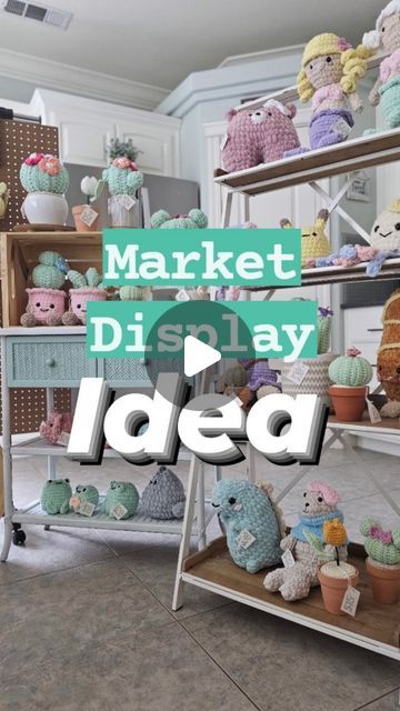 there are many stuffed animals on display in this room with the words market dislay idea