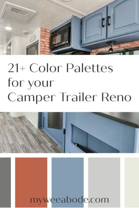 the color palettes for your camper trailer remodel are blue and gray