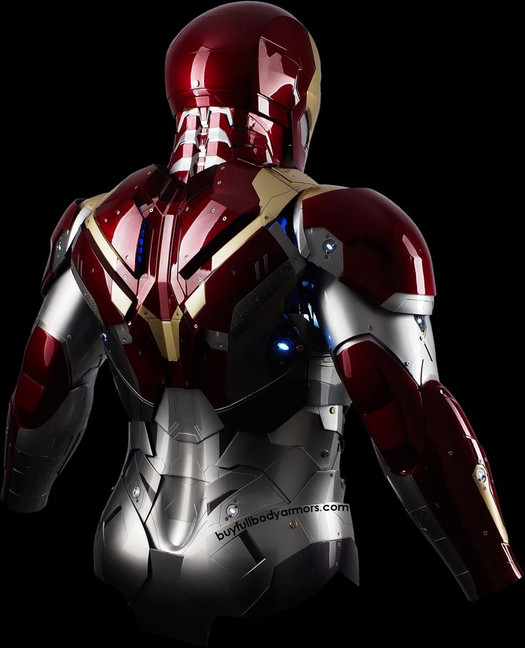 an iron man suit is shown in the dark