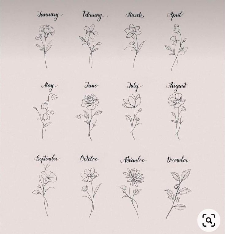 flowers are shown with the names of each flower