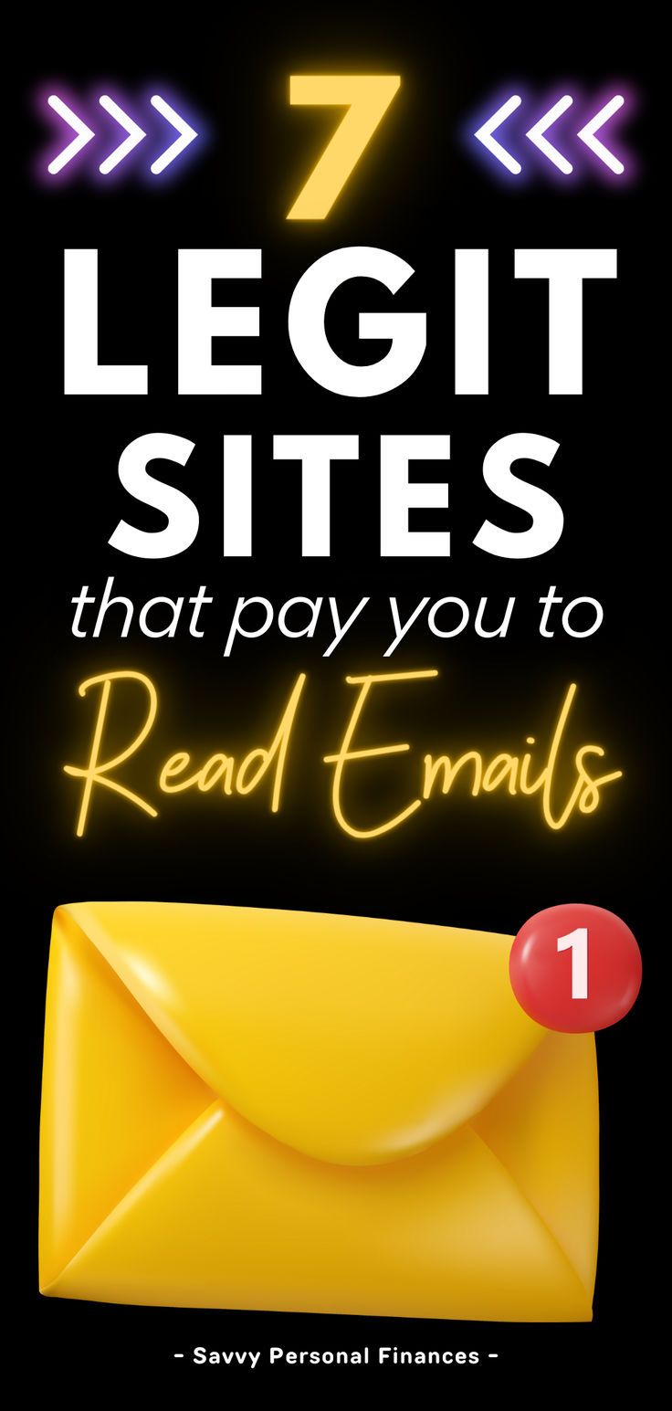 a yellow envelope with the words 7 legit sites that pay you to read emails