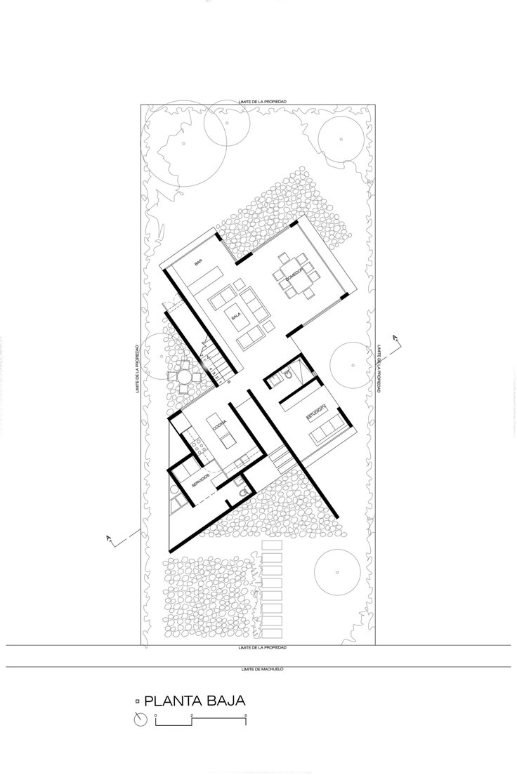 an architectural drawing shows the floor plan for a house with two floors and three levels