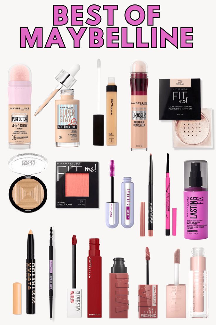 Looking for the absolute best Maybelline products? Here's everything from the brand worth grabbing! Maybelline Makeup Products, Maybelline Matte Ink, Maybelline Products, Maybelline Cosmetics, Maybelline Concealer, Maybelline Falsies, Clear Mascara, Gel Eyeliner Pencil, Maybelline Color Sensational