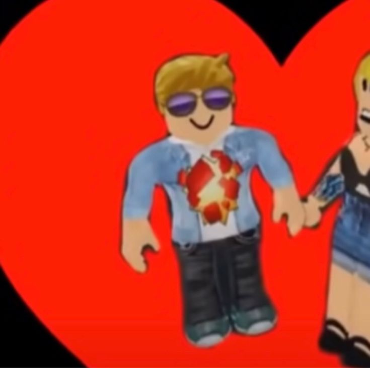 two paper dolls are holding hands in front of a heart shaped red background with the image of a man and woman