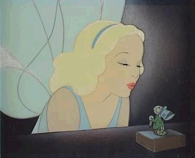 a painting of a blonde haired girl looking at a green frog on a box in front of her