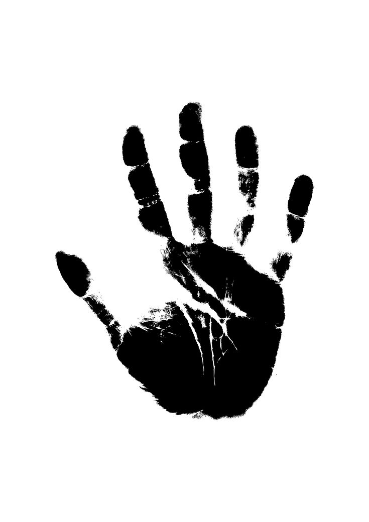 a black hand print on a white background