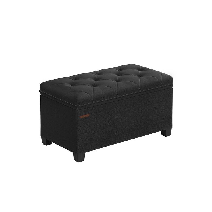 Storage Ottoman Bench Black FredCo Living Room Dark, Christmas Decoration Storage, Room Dark, Bench Storage, Printer Stands, Storage Kids Room, Tufted Bench, Bed End, End Of Bed Bench