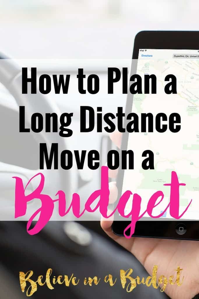 a person holding a cell phone with the text how to plan a long distance move on a budget