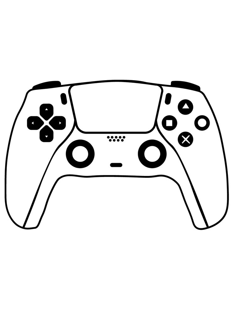 a black and white drawing of a video game controller with four buttons on each side