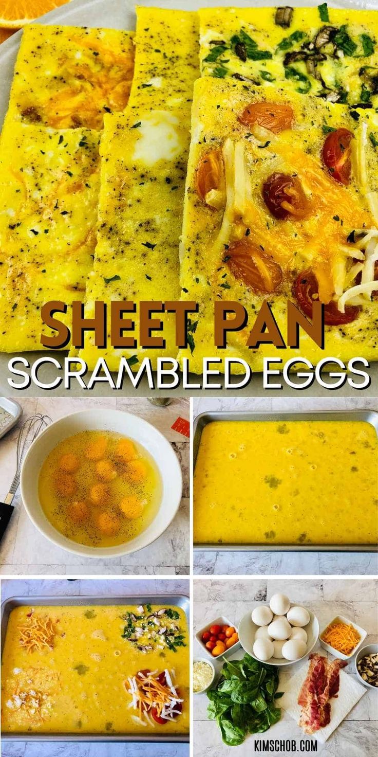 the steps to make sheet pan scrambled eggs