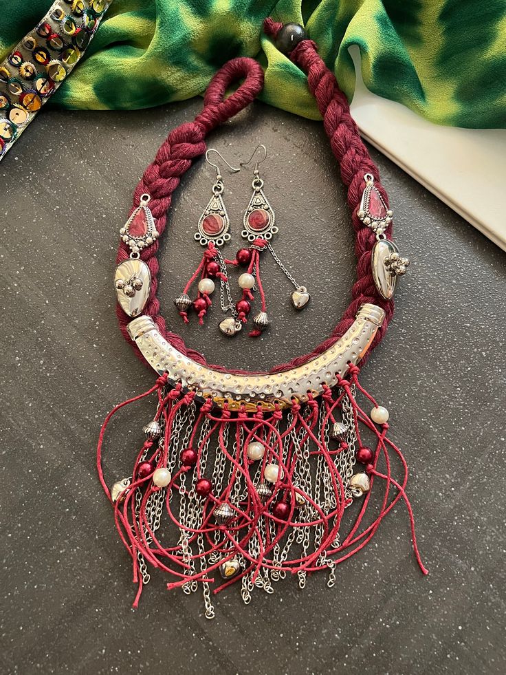 New arrivals for the festival season ♥️ The gorgeous necklace is beautifully handcrafted by our skilled Indian craftsmen. The beautiful Statement earrings add to the traditional ethnicity of the piece. Material: Brass. This is one of a kind designer piece that will make you stand out among the crowd Traditional Handmade Necklaces For Festival, Handmade Traditional Necklace For Festivals, Artisan Adjustable Jewelry For Festivals, Traditional Beaded Festival Jewelry, Adjustable Artisan Jewelry For Festive Occasions, Artisan Adjustable Jewelry For Festive Occasions, Traditional Chandbali Earrings With Dangling Beads, Traditional Jewelry For Festivals, Traditional Chandbali Jewelry With Dangling Beads