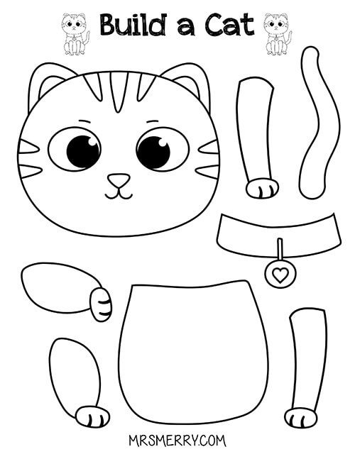 Free Printable Build a Cat Craft for Kids | Mrs. Merry | Free printable ...