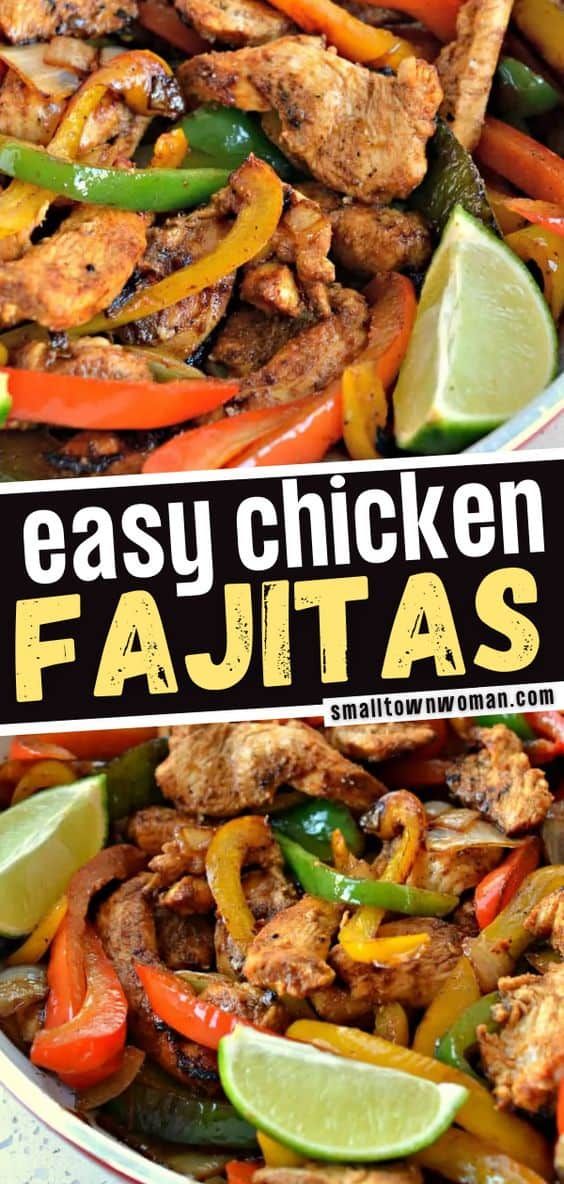 easy chicken fajitas with peppers and limes