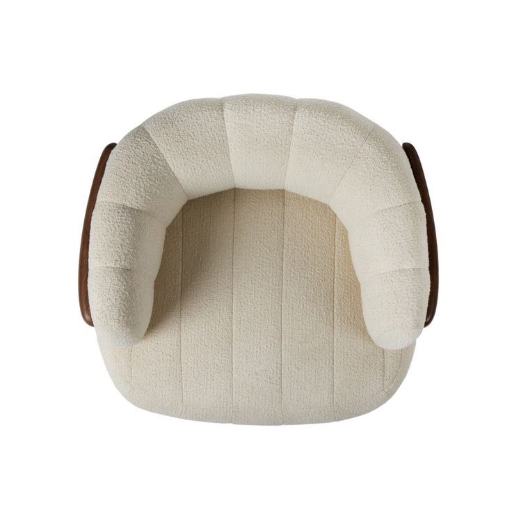 a white and brown chair that is shaped like a dog bed