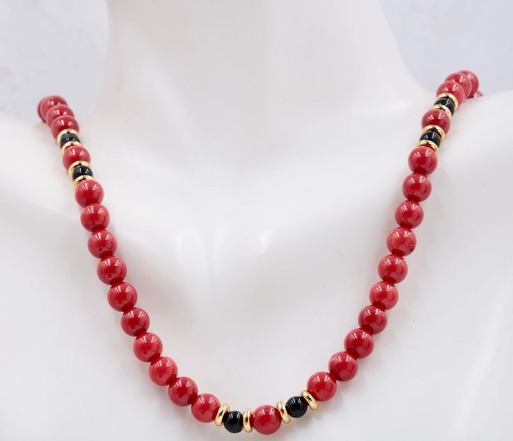 This coral necklace is a true beauty as this organic coral gemstone stands for good luck and fortune. There is a common belief that says it strengthens the circulatory system and the bones. It is also known to stimulate tissue regeneration and nourishing the blood cells. This price is quoted for 1 Necklace , Color: Red Transparency: Semi-Translucent - OpaqueCut: Round PolishedStone Size (mm): 4.5mm,6mm 16-17 Inches Hardness: 4 Treatment: ,Color enhanced by heat SKU: ,113155Special considerations The Circulatory System, Coral Beads Necklace, Coral Gemstone, Ruby Beads, Emerald Bead, Circulatory System, For Good Luck, Natural Coral, Ruby Necklace