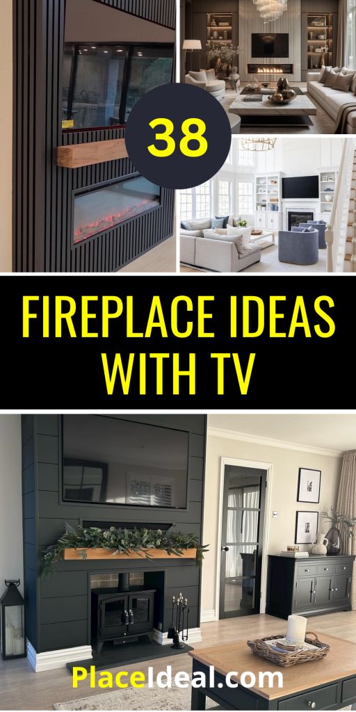 fireplace ideas with tv in the living room and dining room are great for small spaces