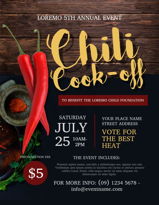 Chili Cook-off Flyer Template | Chili cook off, Cook off, Flyer template