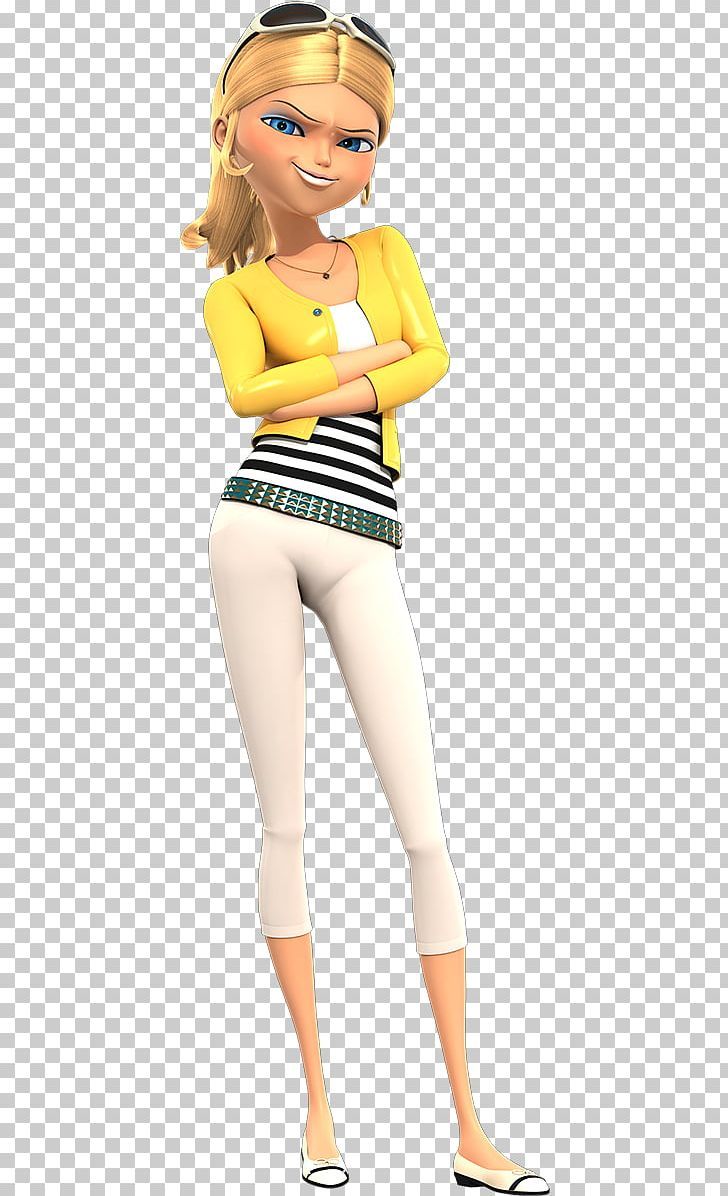 a cartoon girl with her arms crossed, wearing white pants and a yellow cardigan