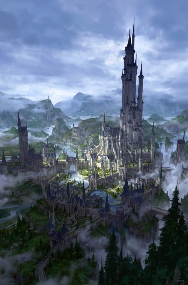 an image of a fantasy castle in the sky