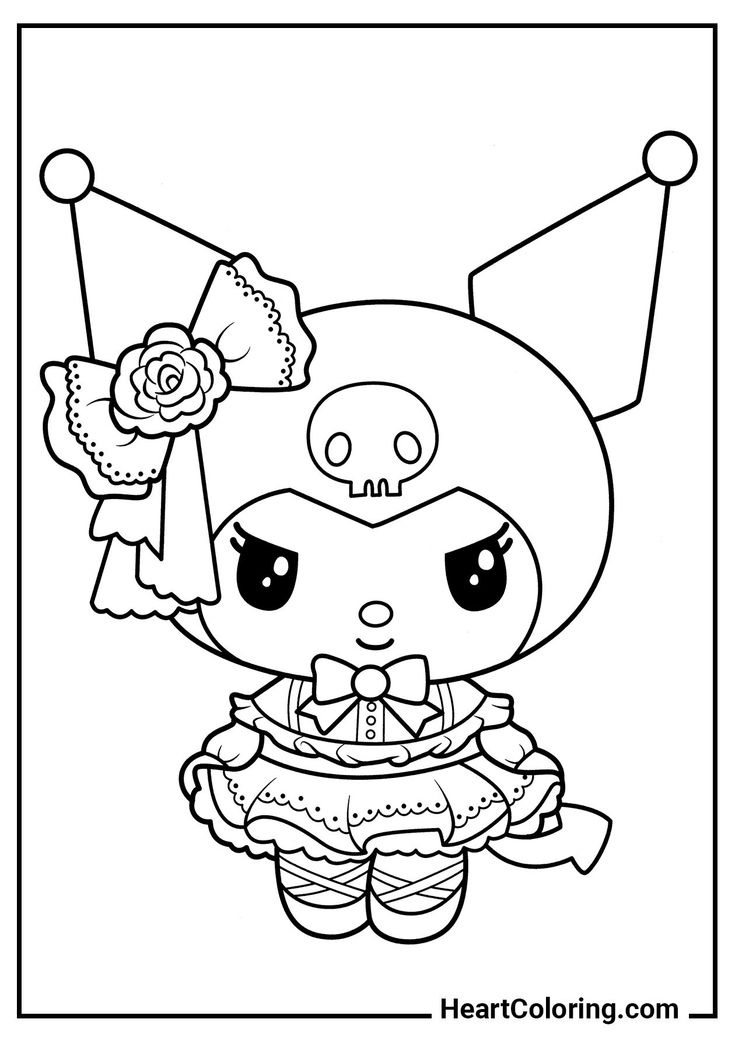 Coloring Pages for Girls to Print for Free | HeartColoring coloringpagesonly #cottagecoloring Kurumi Coloring Page, Kuromi How To Draw, Kuromi Coloring Pages Printable, Coloring Pages Kuromi, Drawing Kuromi, Kuromi Outline, Kuromi Coloring Page, Girl Coloring Pages For Kids, Kuromi Drawing