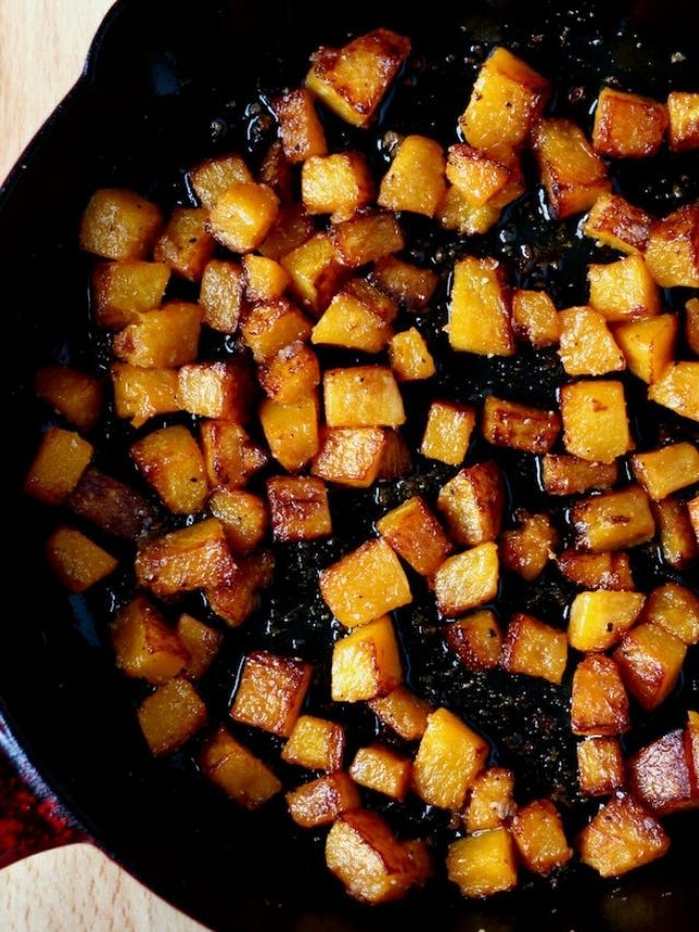 the food is cooked and ready to be eaten in the skillet on the table