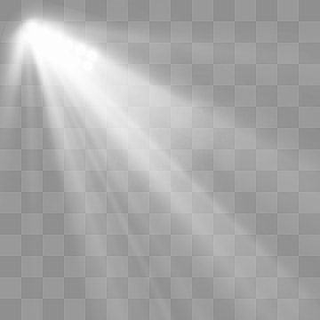 the light shines brightly on a gray background, with only one beam visible from it