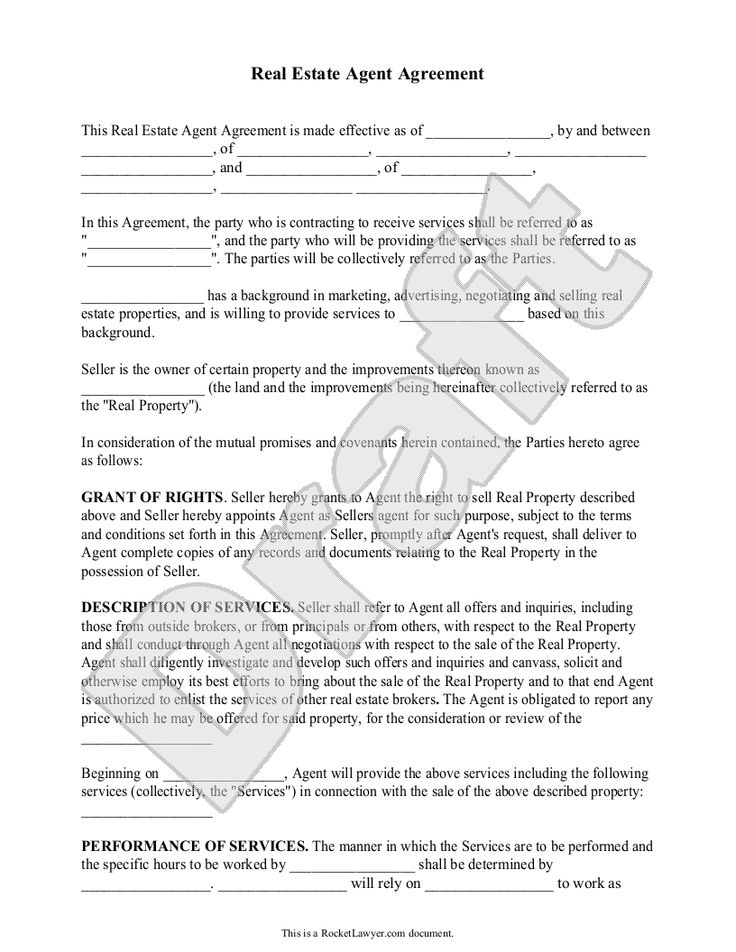 the real estate agent agreement is shown in this file, and it contains two separate sections