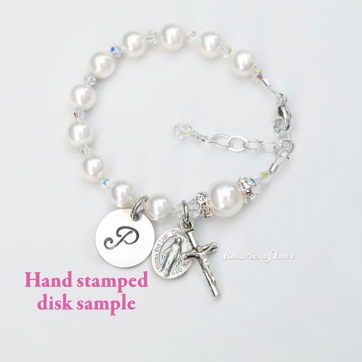 Please let me know the date of the event if applicable in the notes box at checkout. ¸.**'¨) (¸.*'✻ Made with genuine Swarovski crystals and pearls. No seed beads. (¸.*'✻ Celebrate the Baptism of a baby girl with this beautiful all white pearl and sparkly clear crystal rosary bracelet. The bracelet features genuine Swarovski crystals and crystal pearls throughout. The Our Father pearl is surrounded by crystal rhinestone rondelles. (I can also make this with plain clear crystals instead of the sp Baby Girl Baptism Gift, White Rosary, Crystal Rosary, Pearl Rosary, Girl Baptism, Peridot Green, Rosary Bracelet, Baptism Girl