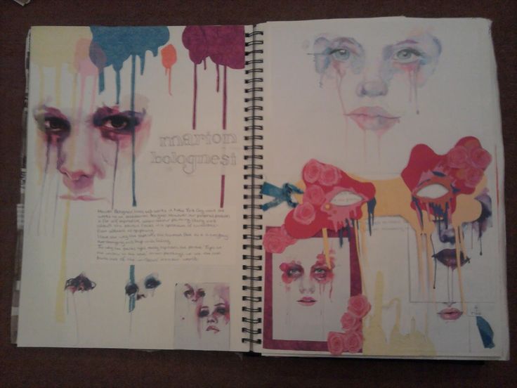 an open notebook with some drawings on it