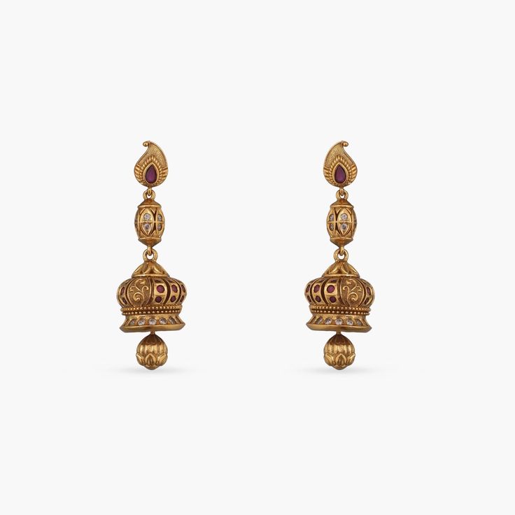 Dia Antique Jhumka Earrings Temple Jewelry Jhumkas With Latkans For Diwali, Diwali Temple Jewelry Jhumkas With Latkans, Elegant Earrings For Puja And Diwali, Elegant Earrings For Diwali Puja, Festive Earrings With Intricate Design For Puja, Elegant Latkans Earrings For Puja, Festive Temple Jewelry Earrings For Puja, Traditional Jhumkas With Intricate Design For Festivals, Traditional Intricate Design Jhumkas For Festivals