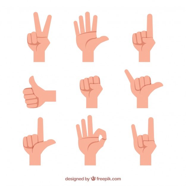 hand gestures set in flat style