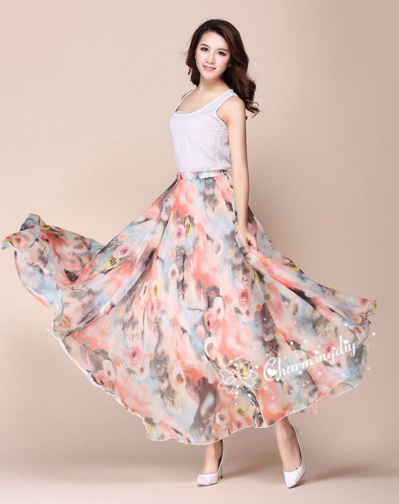 90 Colors Pink Flowers Chiffon Skirt Long Maxi Sundress Beachdress Holiday Dress Women Summer Pleat Chic Summer A-line Maxi Skirt, Breezy Maxi Skirt For Summer, Flowy A-line Chiffon Dress, Chiffon A-line Maxi Dress For Vacation, Multicolor Chiffon Dress With Flowy Skirt, Breezy Summer Maxi Skirt, Spring Flowy Chiffon Dress, Flowy Floral Beach Skirt, Flowy Floral Print Beach Skirt