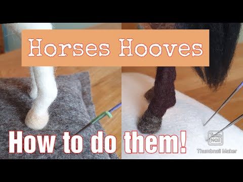 horses hooves are being worked on with yarn and needles to make them look like they're