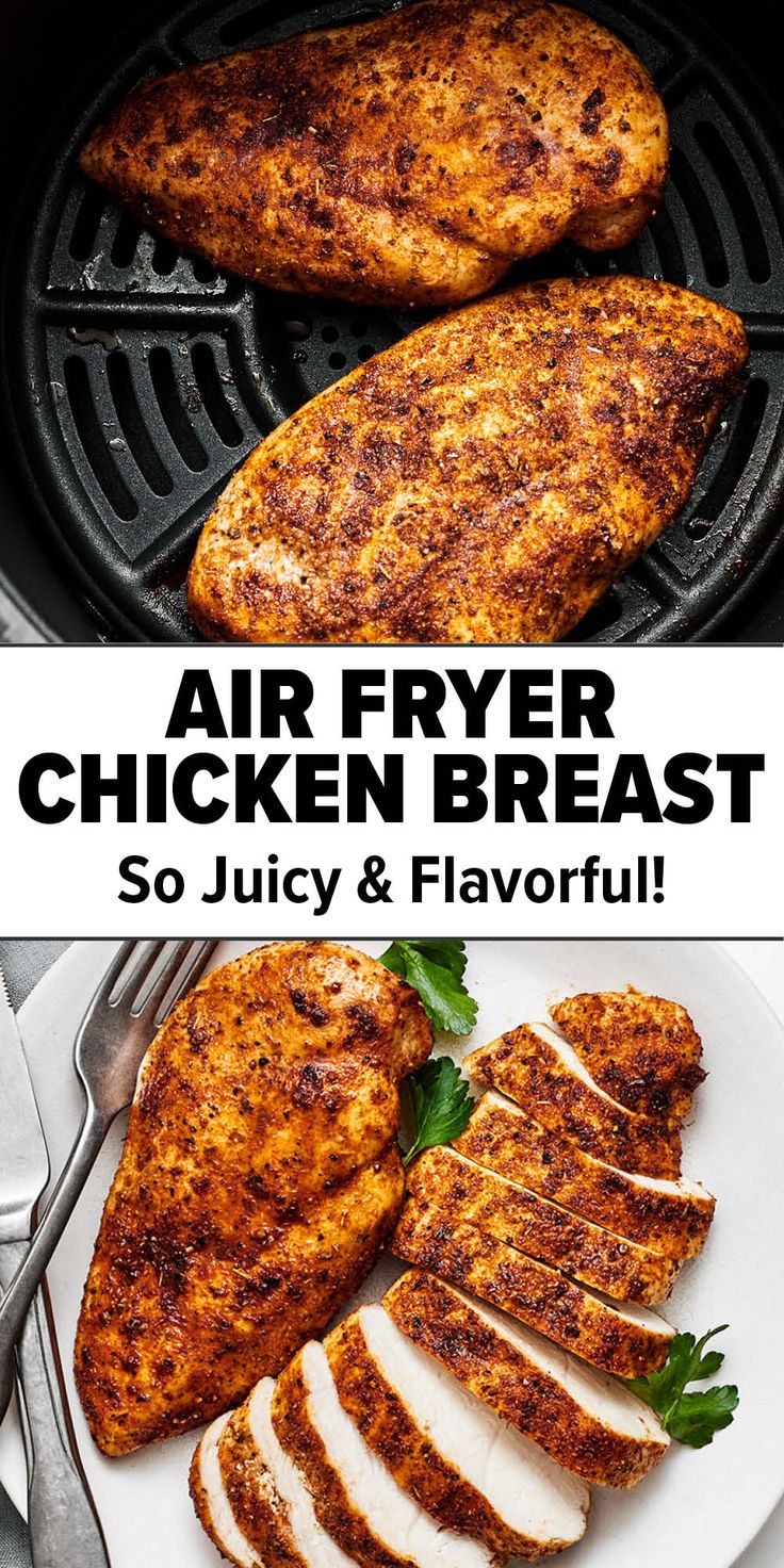 Air fryer chicken breast recipe Air Fryer Chicken Breast, Juicy Chicken Breast, Easy Chicken Breast, Fried Chicken Breast, Air Fryer Recipes Chicken, Cook Chicken, Air Fryer Dinner Recipes, Choppy Hair, Baked Chicken Breast